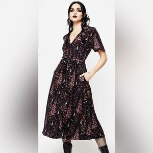 Disturbia Black and Purple Floral Midi Dress